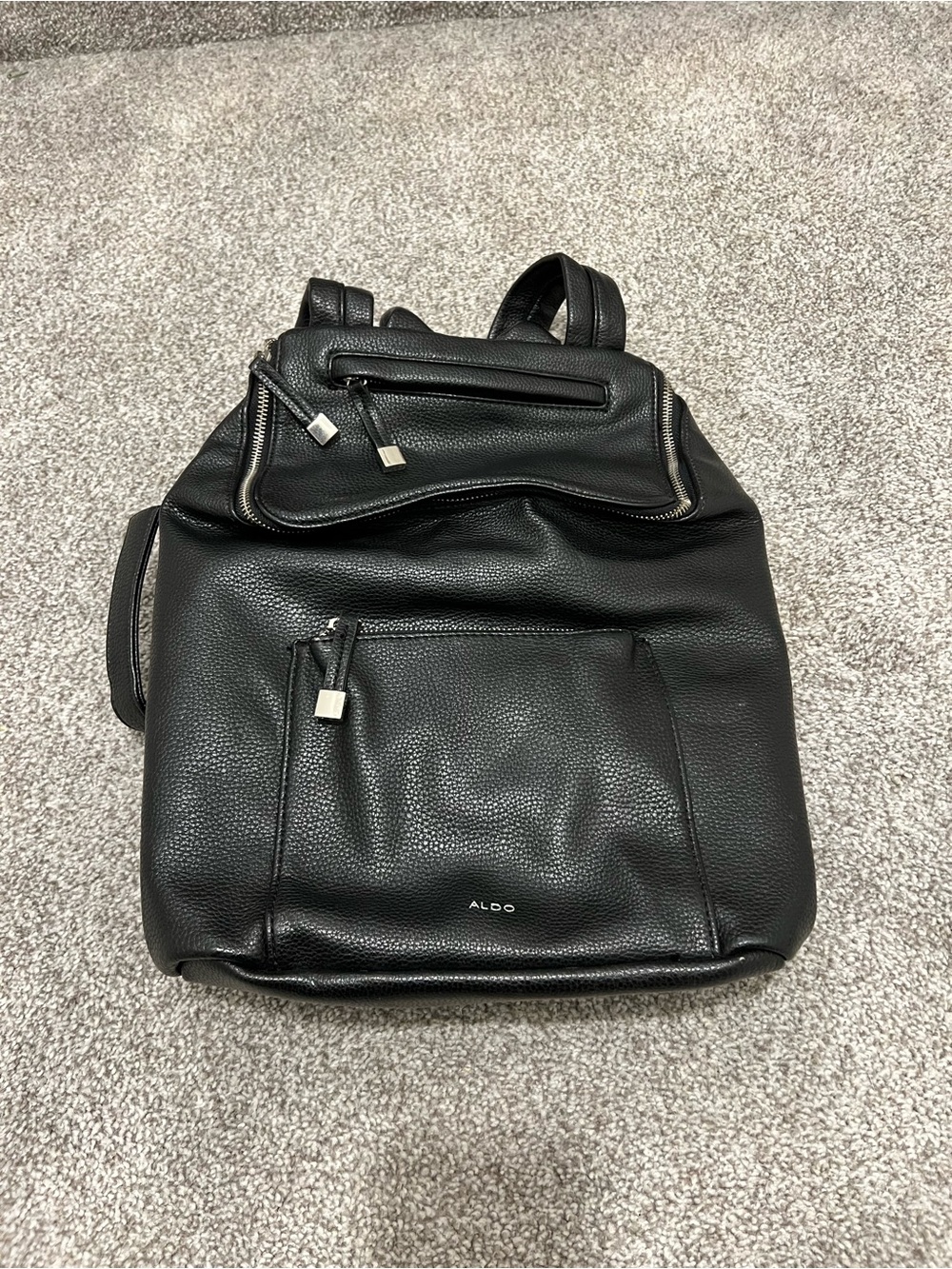 Aldo Black Leather Backpack